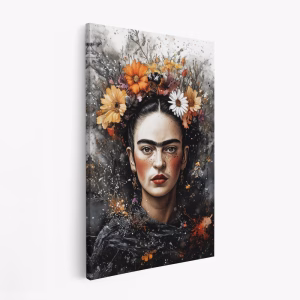 Lærred - Frida portrait with flowers