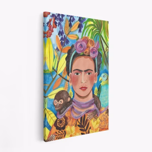 Lærred - Frida and her parrots