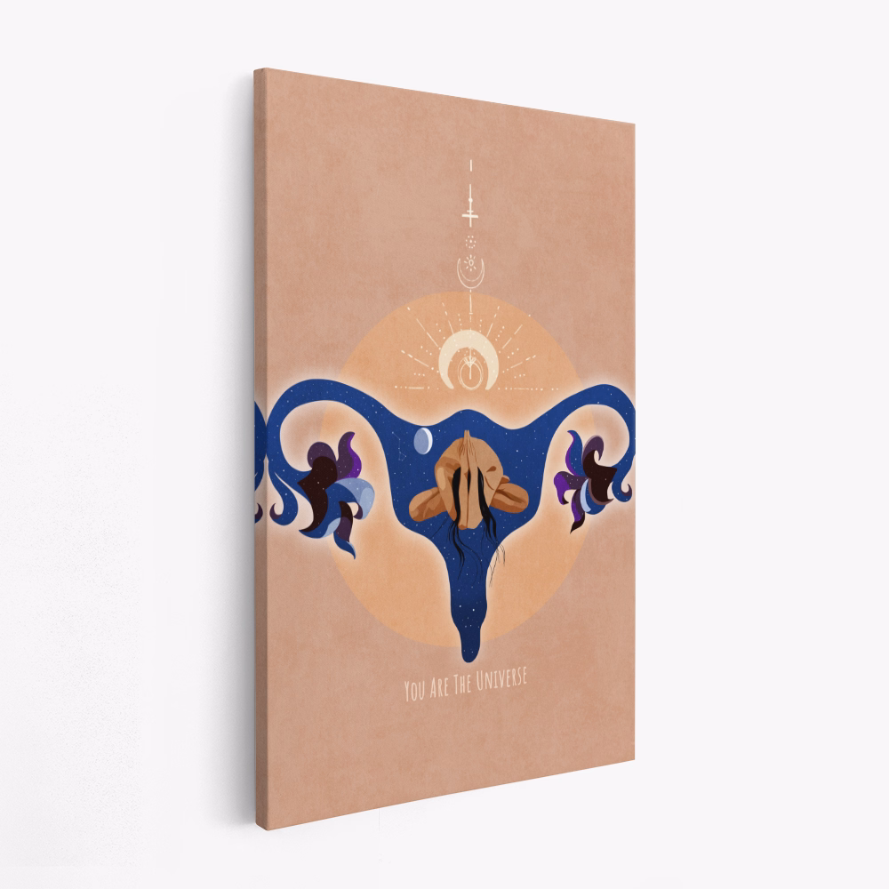 Lærred - Spiritual, Feminine, Energy, Stars, Moon, Vulva, Meditation, Yoga, and Inspiration Poster Spir 1b