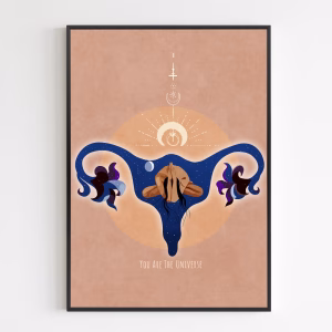 Plakat - Spiritual, Feminine, Energy, Stars, Moon, Vulva, Meditation, Yoga, and Inspiration Poster Spir 1b